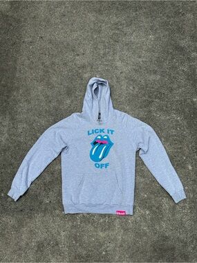 Pink Dolphin Gray Hoodie with Teal & Pink Graphic